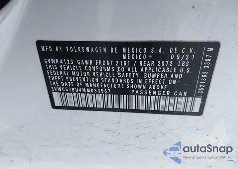 2021 Volkswagen Jetta 1.4T R-Line/1.4T S/1.4T Se из США, поврежденный, VIN 3VWC57BU4MM083567